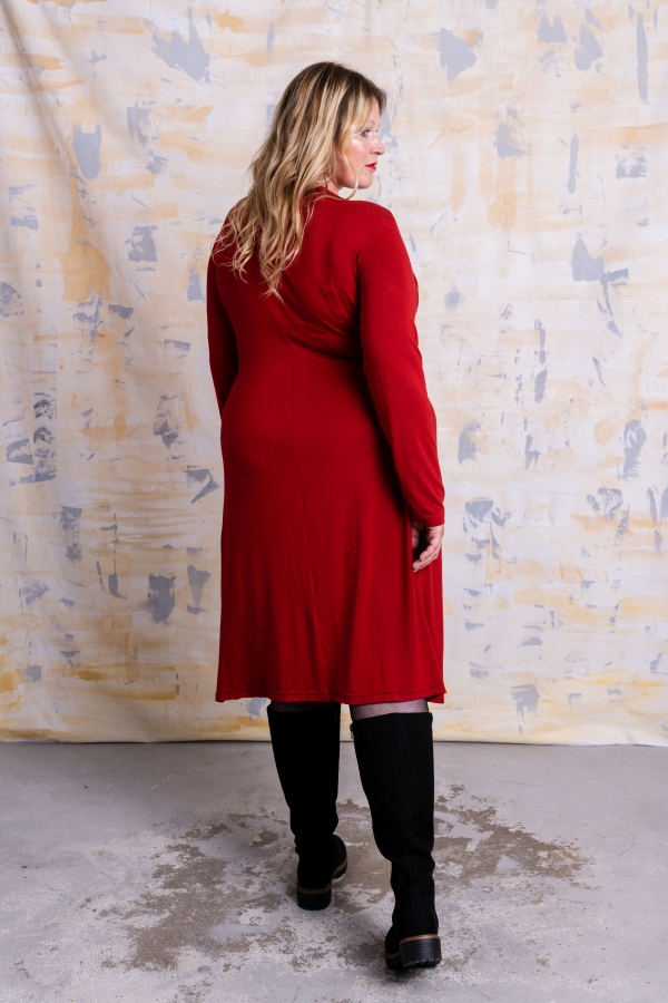 Kleid mit Kellerfalten - rot